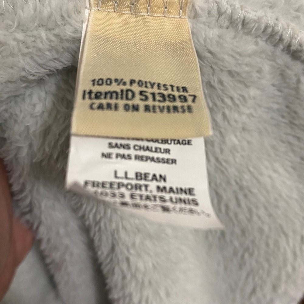 L.L.Bean Cabin Core Robe Women L Green Wicked Plush Full Zip Fleece 513997 - Picture 5 of 6